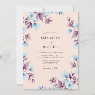 Invitación Boda etérea de melocotón azul en primavera