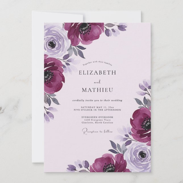 Invitación Boda Etérea de Otoño con Ciruela (Anverso)