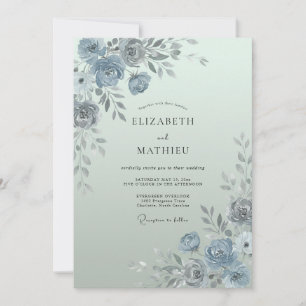Invitación Boda etérea de primavera azul brumoso