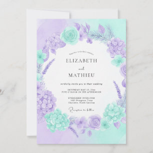 Invitación Boda Etérea de Primavera con Lavanda y Menta