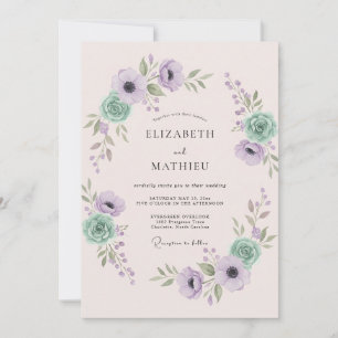 Invitación Boda Etérea de Primavera con Lavanda y Menta