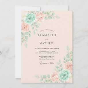 Invitación Boda Etérea de Primavera con Menta y Melocotón