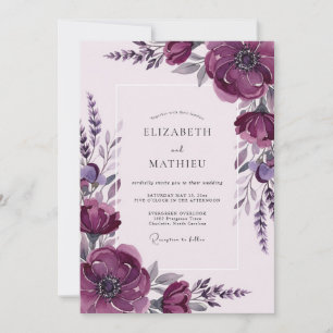 Invitación Boda Etérea de Primavera con Púrpura Profundo
