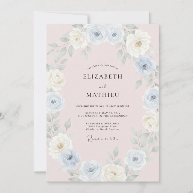 Invitación Boda Etérea de Primavera con Rubor (Anverso)