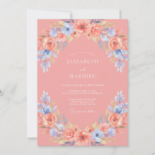 Invitación Boda Etérea de Primavera de Color Rosa Salmón