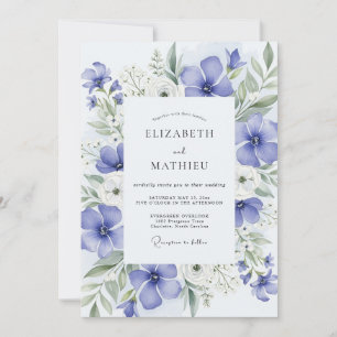Invitación Boda Etérea de Primavera en Azul Periwinkle
