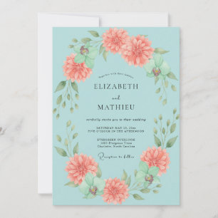 Invitación Boda etérea de primavera en color teal