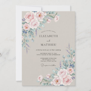 Invitación Boda Etérea de Primavera Rosa Rubor
