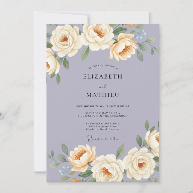 Invitación Boda Etérea de Rosa Lavanda (Anverso)