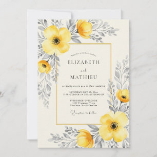 Invitación Boda etérea de verano con carbón amarillo