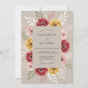 Invitación Boda Etérea Flor de Borgoña