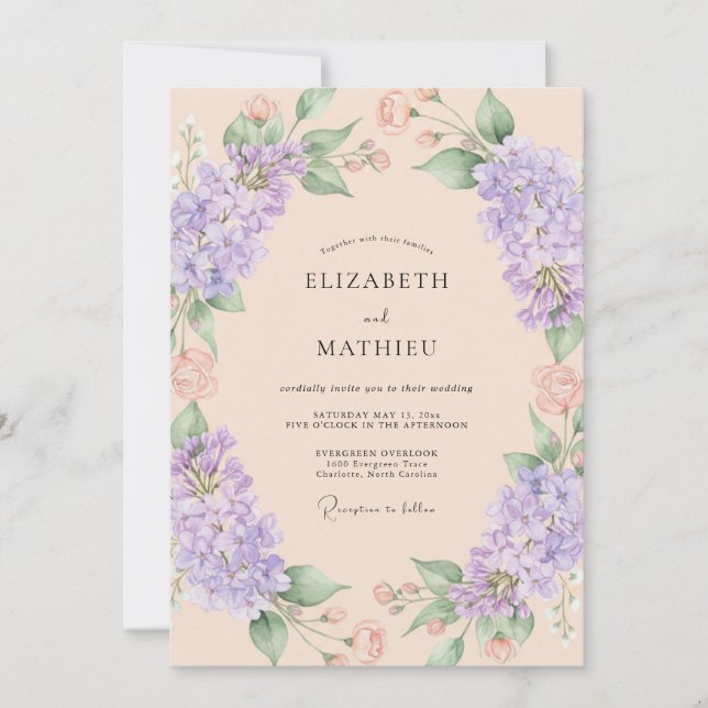 Invitación Boda Etérea Flor de Lavanda (Anverso)