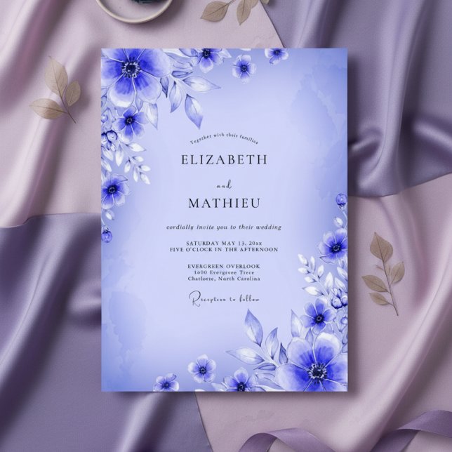 Invitación Boda Etérea Floral Azul (Subido por el creador)