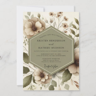 Invitación Boda Etérea Floral Beige