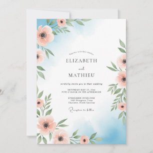 Invitación Boda Etérea Floral de Melocotón