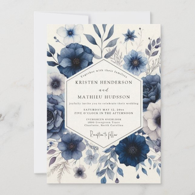 Invitación Boda Etérea Floral Marina (Anverso)