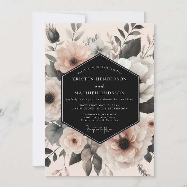 Invitación Boda Etérea Floral Marina (Anverso)