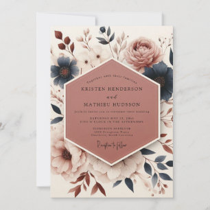 Invitación Boda Etérea Floral Rosa Polvoriento