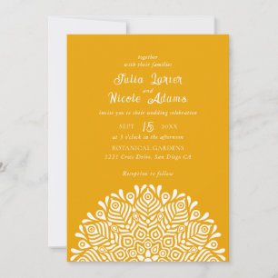 Invitación Boda Étnica Boho Floral Mandala Colorida Moderna