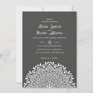 Invitación Boda Étnica Boho Moderna Colorida Mandala Floral