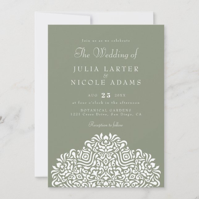 Invitación Boda Étnica Botánica Boho de Acento (Anverso)