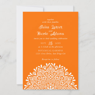 Invitación Boda Étnica Floral Boho Colorida Moderna Mandala