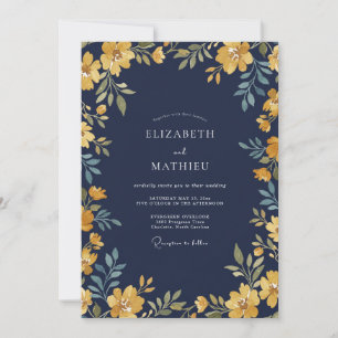 Invitación Boda Eucalipto Follaje Ámbar Tinta