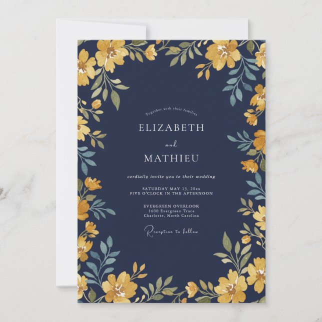 Invitación Boda Eucalipto Follaje Ámbar Tinta (Anverso)
