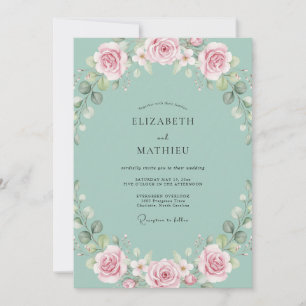 Invitación Boda Eucalipto Follaje Ranunculus Espuma de Mar