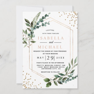 Invitación Boda Eucalipto Geométrico Rústico y