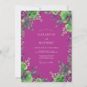 Invitación Boda Eucalipto Magenta Chartreuse Follaje