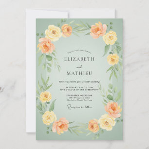 Invitación Boda Eucalipto Ranunculus Albaricoque Espuma de Ma