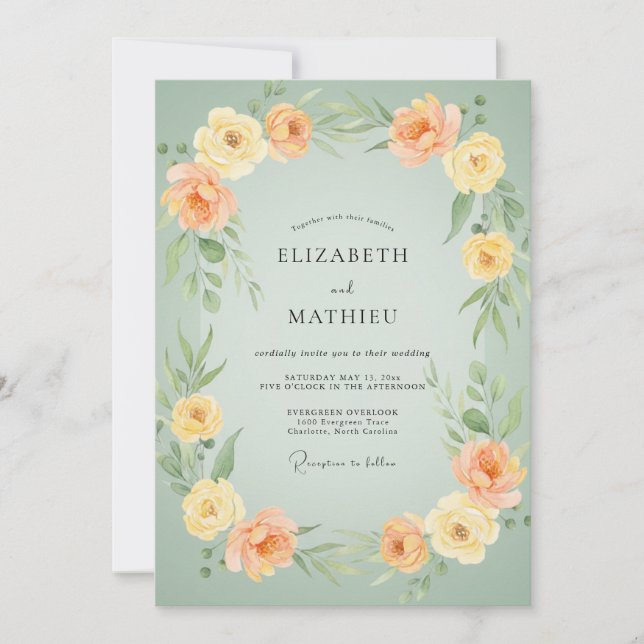 Invitación Boda Eucalipto Ranunculus Albaricoque Espuma de Ma (Anverso)