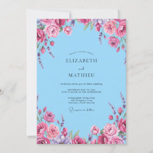 Invitación Boda Eucalipto Ranunculus Magenta del Cielo