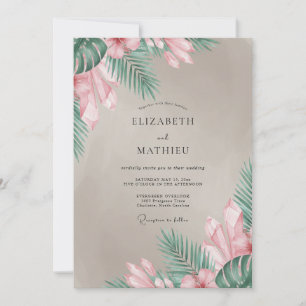 Invitación Boda Eucalipto Tropical Muted Palma Marrón Claro