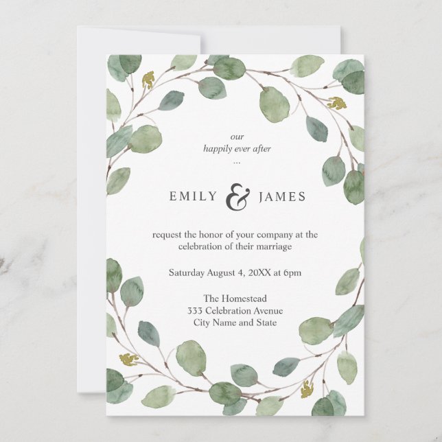 Invitación Boda Eucalyptus (Anverso)