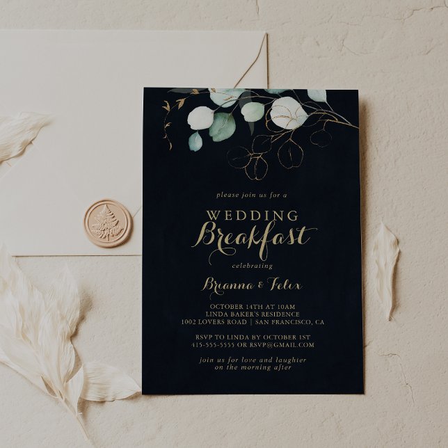 Invitación Boda Eucalyptus Gold Floral Blue (Subido por el creador)