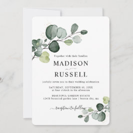 Invitación Boda Eucalyptus Gold Splatter Greenery