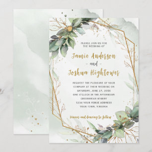 Invitación Boda Eucalyptus Golden Greenery