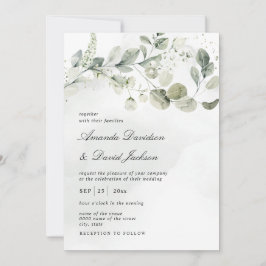 Invitación Boda Eucalyptus Green Foliage White