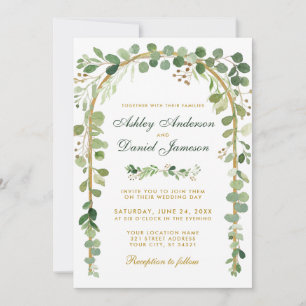 Invitación Boda Eucalyptus Green Gold Arch W
