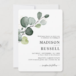 Invitación Boda Eucalyptus Greenery Gold Splatter