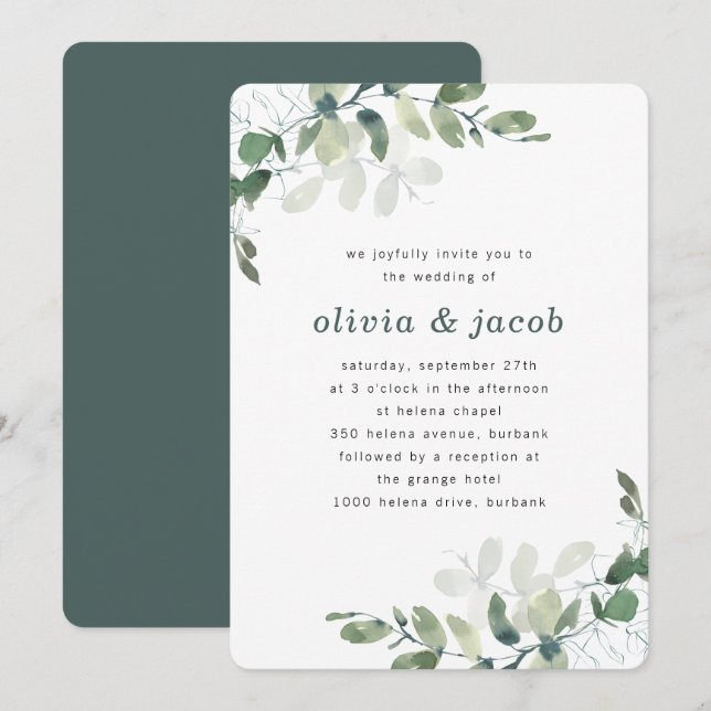 Invitación Boda Eucalyptus Moderno (Anverso / Reverso)