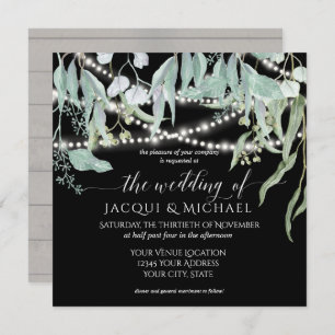 Invitación Boda Eucalyptus Rustic Winery Twinkle Lights