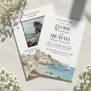 Invitación Boda europea de destino de acuarela elegante