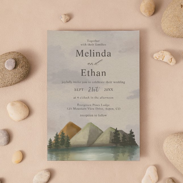 Invitación Boda Evergreen de Montaña Rustica y Lago (Subido por el creador)