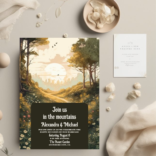Invitación Boda Evergreen del Bosque Rústico de Montaña (Subido por el creador)