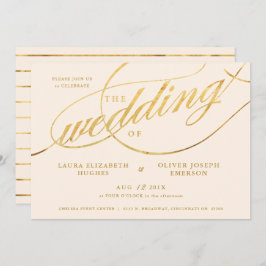 Invitación Boda exclusivo y moderno de Champagne y Gold Scrip