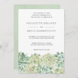 Invitación Boda exitoso de acuarela verde botánica