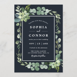 Invitación Boda exitoso de la Marina Azul de Medianoche